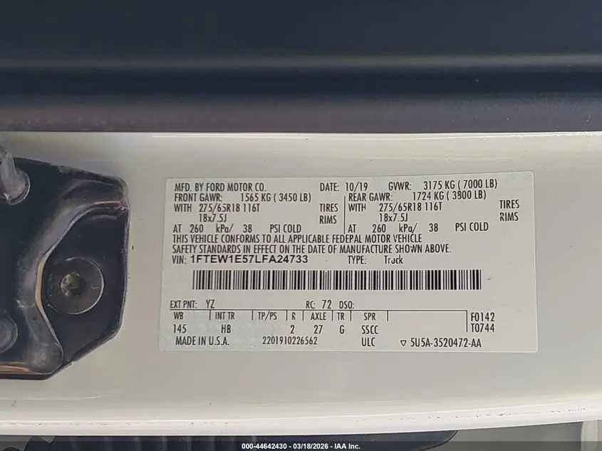 2020 FORD F-150 LARIAT