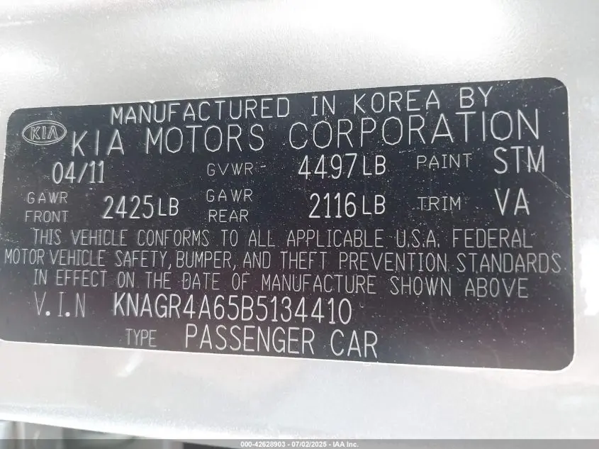 2011 KIA OPTIMA SX