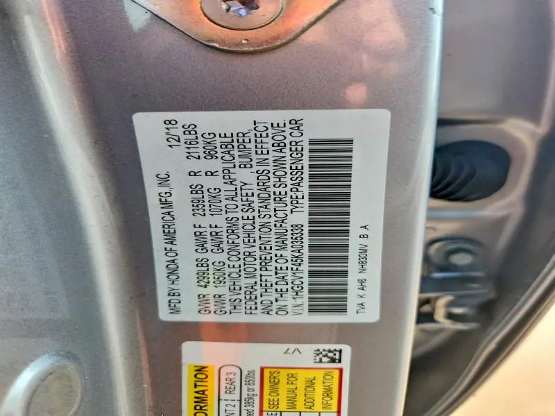 2019 HONDA ACCORD EX  