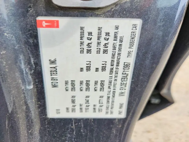 2018 TESLA MODEL 3   