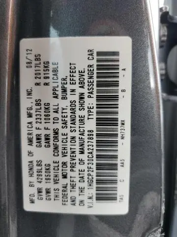 2012 HONDA ACCORD LX  