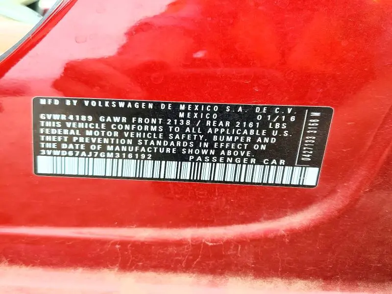 2016 VOLKSWAGEN JETTA SE  