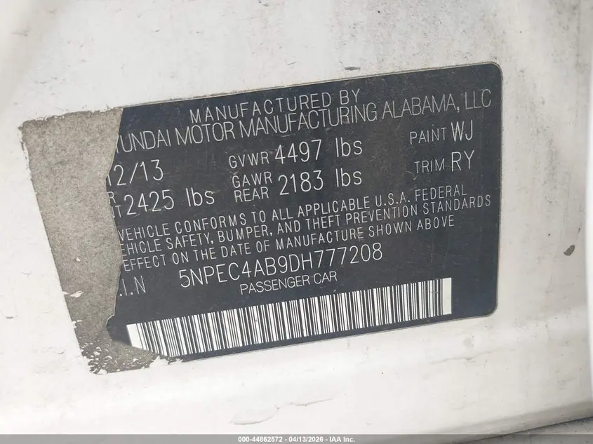 2013 HYUNDAI SONATA SE 2.0T