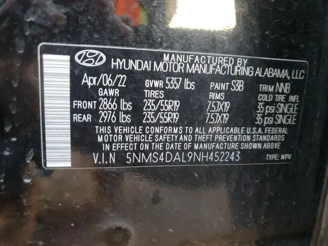 2022 HYUNDAI SANTA FE LIMITED  