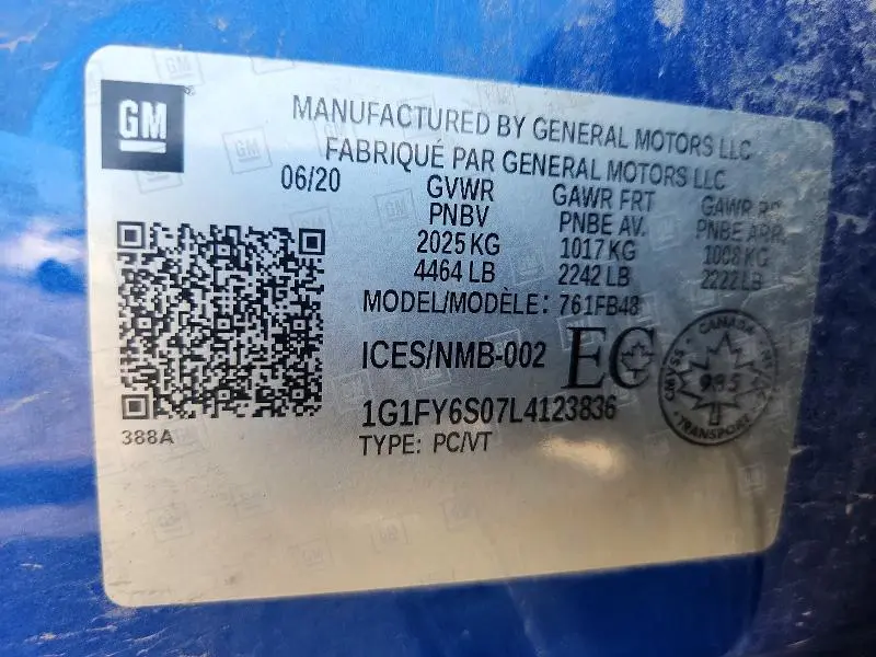 2020 CHEVROLET BOLT EV LT  