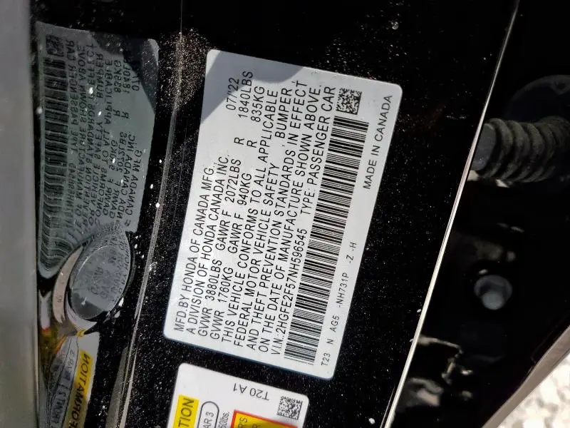 2022 HONDA CIVIC SPORT  