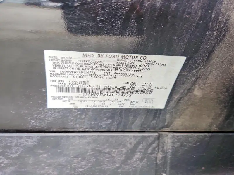 2010 FORD TAURUS SEL  