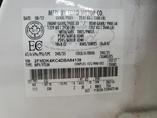 2013 FORD EDGE LIMITED  