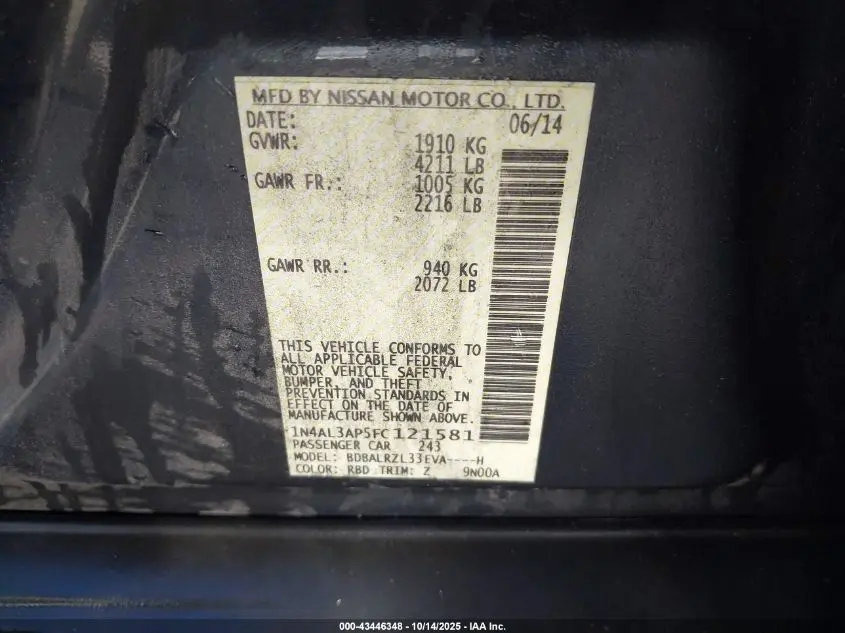 2015 NISSAN ALTIMA 2.5 SL