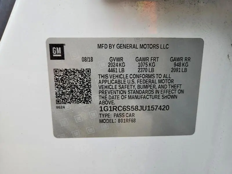 2018 CHEVROLET VOLT LT  