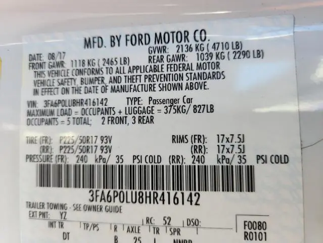 2017 FORD FUSION SE HYBRID  