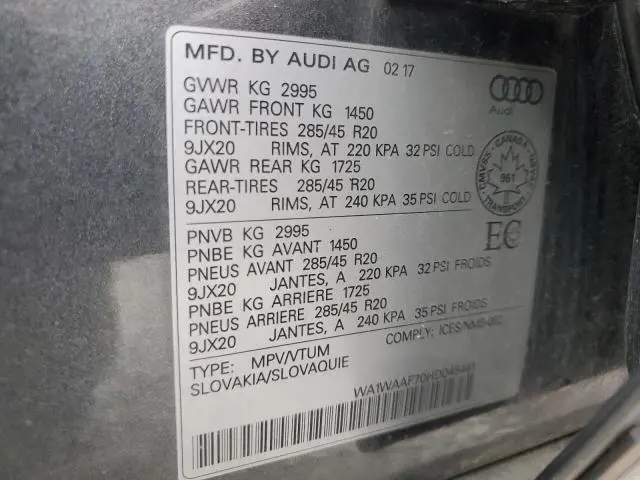 2017 AUDI Q7 TECHNIK S-LINE  