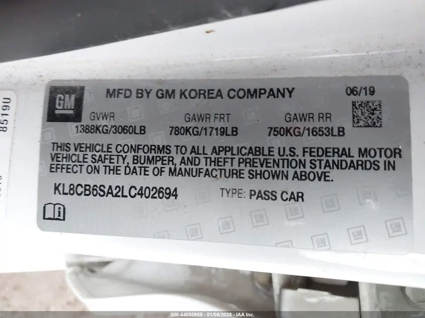 2020 CHEVROLET SPARK FWD LS AUTOMATIC