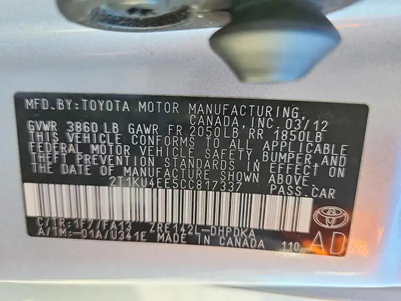 2012 TOYOTA MATRIX L  