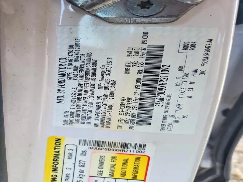 2017 FORD FUSION TITANIUM  