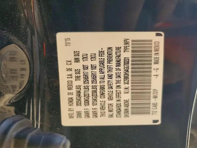 2016 HONDA CR-V   