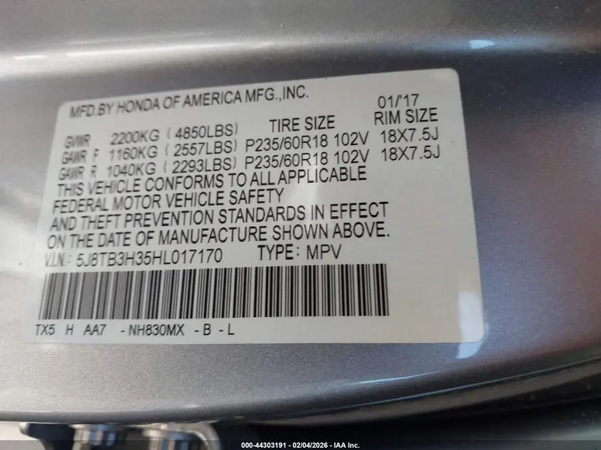 2017 ACURA RDX ACURAWATCH PLUS PACKAGE