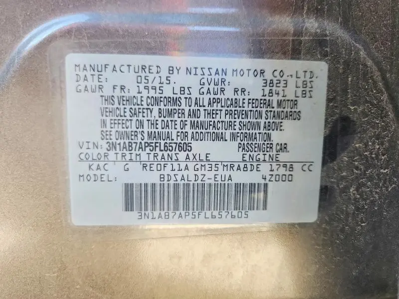 2015 NISSAN SENTRA SV  