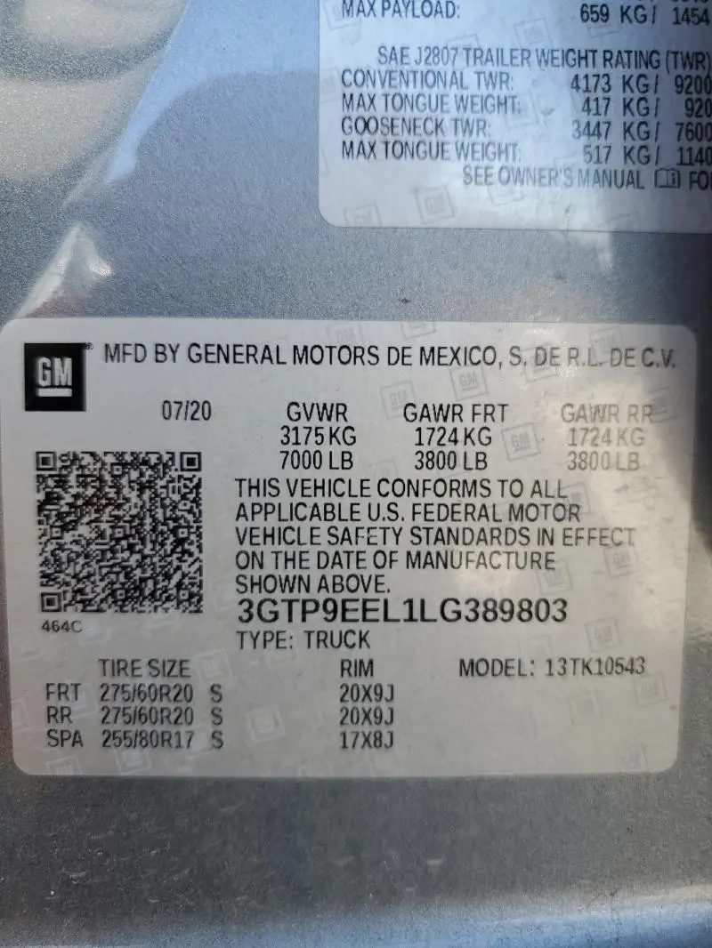 2020 GMC SIERRA K1500 AT4  