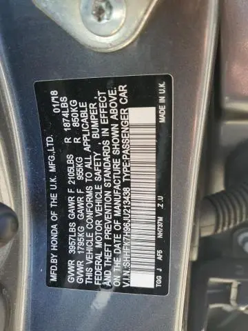 2018 HONDA CIVIC SPORT TOURING  