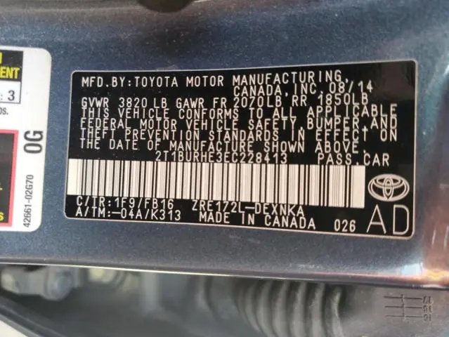 2014 TOYOTA COROLLA L  