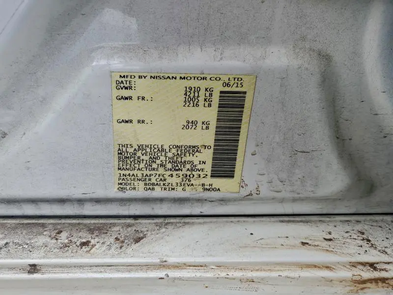 2015 NISSAN ALTIMA 2.5  