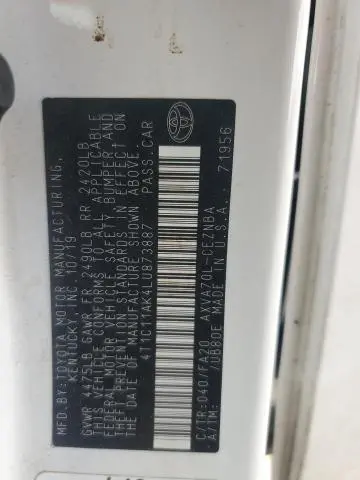 2020 TOYOTA CAMRY LE  