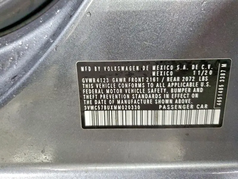 2021 VOLKSWAGEN JETTA S  