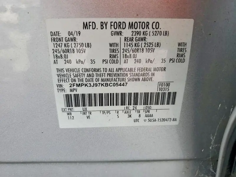 2019 FORD EDGE SEL  