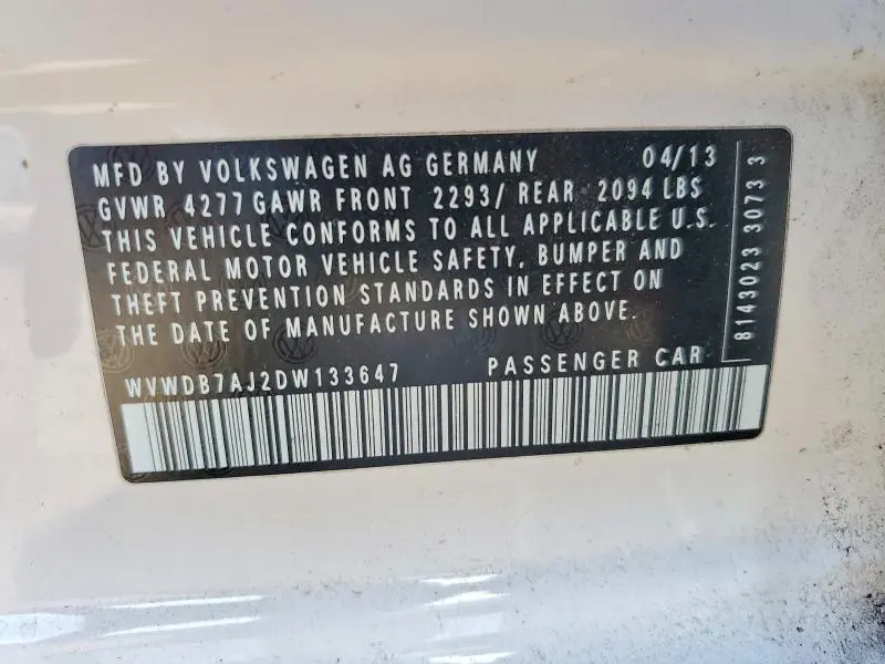 2013 VOLKSWAGEN GOLF   