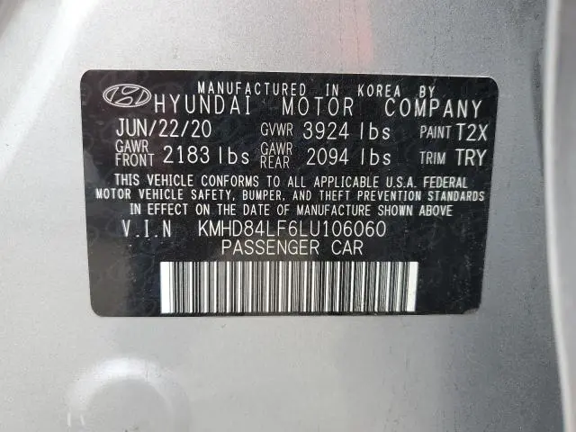 2020 HYUNDAI ELANTRA SEL  