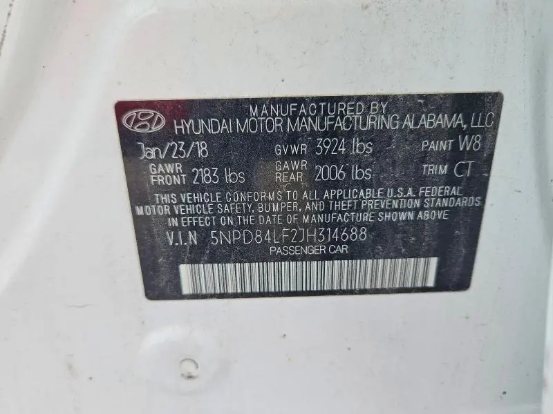 2018 HYUNDAI ELANTRA SEL  