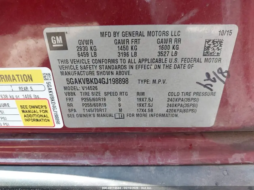 2016 BUICK ENCLAVE LEATHER