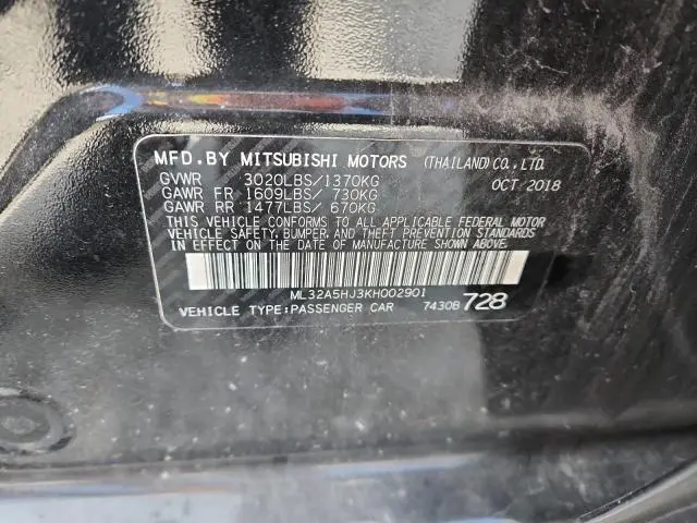 2019 MITSUBISHI MIRAGE LE  