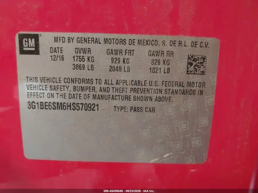 2017 CHEVROLET CRUZE LT AUTO