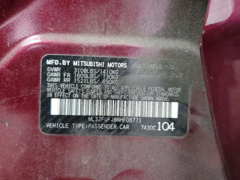 2022 MITSUBISHI MIRAGE G4 ES  