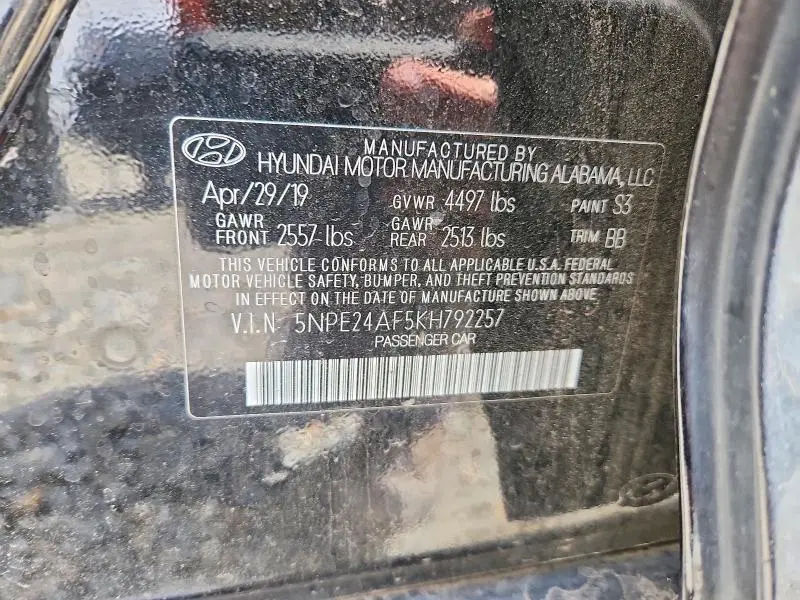 2019 HYUNDAI SONATA SE  