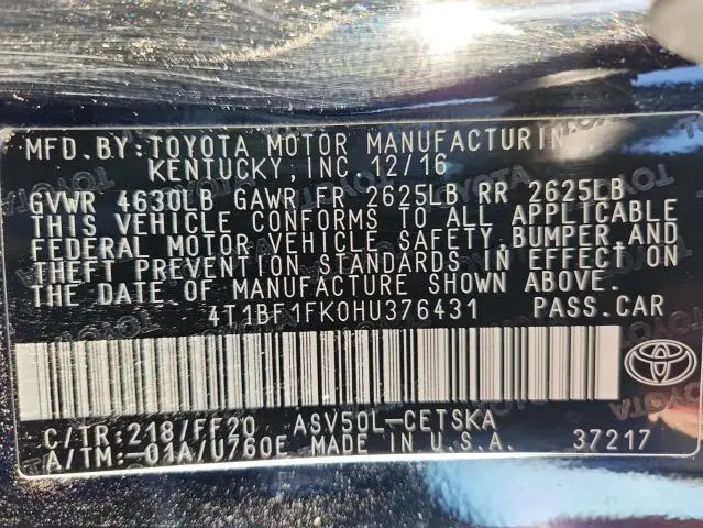 2017 TOYOTA CAMRY LE  