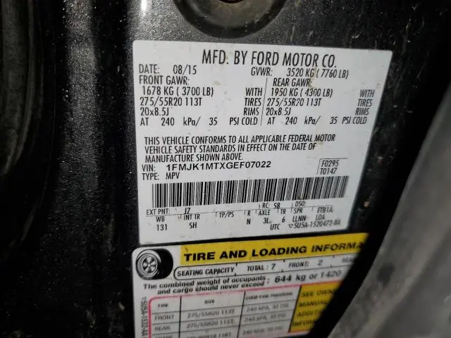 2016 FORD EXPEDITION EL PLATINUM  