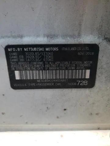 2019 MITSUBISHI MIRAGE LE  