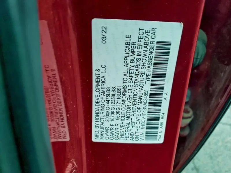 2022 HONDA ACCORD SPORT SE  