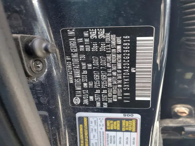 2012 KIA SORENTO LX  