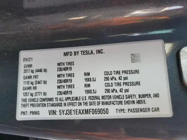 2021 TESLA MODEL 3   