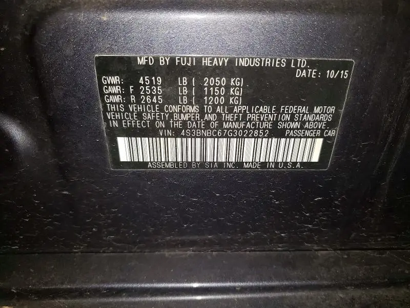 2016 SUBARU LEGACY 2.5I PREMIUM  