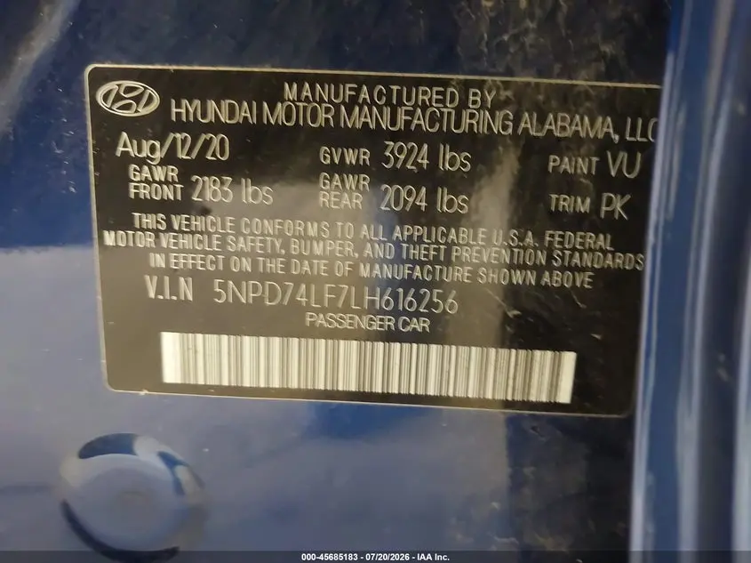2020 HYUNDAI ELANTRA SE