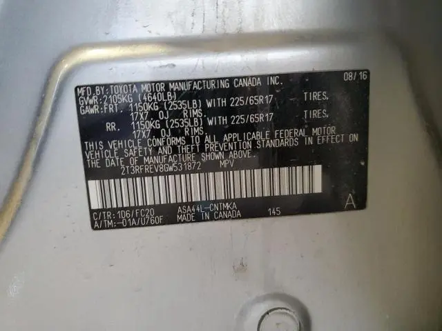 2016 TOYOTA RAV4 XLE  