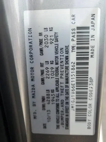 2014 MAZDA 6 TOURING  