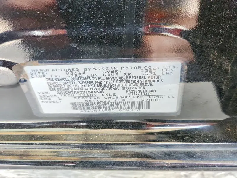 2013 NISSAN VERSA 1.6 S  