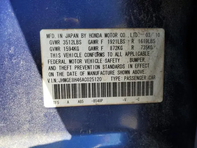 2010 HONDA FIT SPORT