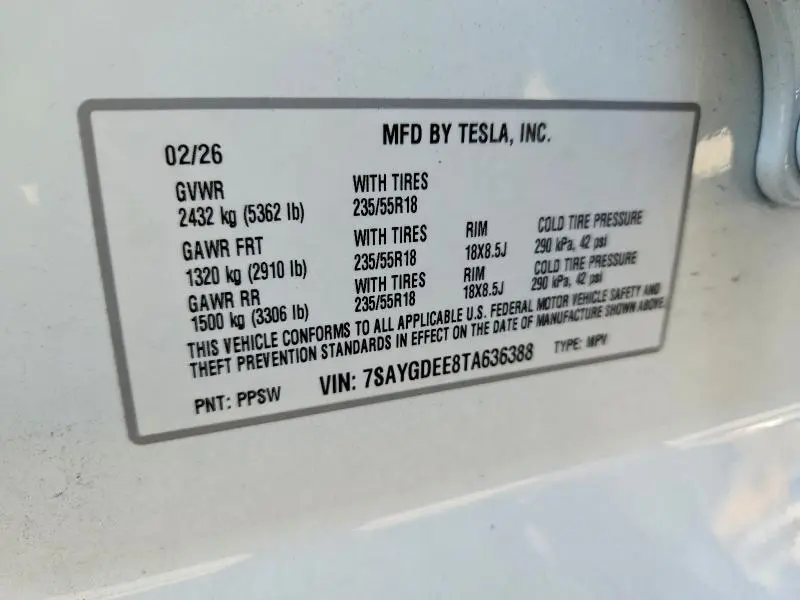 2026 TESLA MODEL Y   